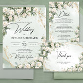 Boheemse witte rozen eucalyptus stijgen en stralen kaart