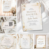 Elegant Boho Bridal Shower with Beige & Yellow Flo Bedankkaart