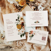 Elegante Boho Waterverf Wilde Bloem Bruiloft Kaart