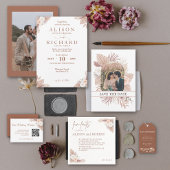 Boho Terracotta Minimale en Chique Monogram Bruilo Uitnodigingen Wikkel