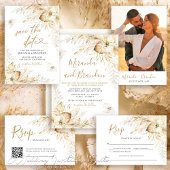 Elegant Boho Pampas Grass Wedding RSVP Kaartje