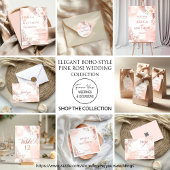 Elegante Boho Style Pink Rose Bloemen Uitnodiging