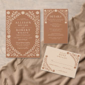 Elegante Boho Terracotta Bloemige Bruiloft Papieren Bordje (Personaliseer de collectie van deze zelfstandige maker.)