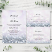 Modern Silver Paarse Glitter Wedding Kaart (Personaliseer de collectie van deze zelfstandige maker.)