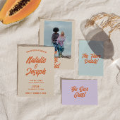 Kleurrijke Retro Bright Bold Funky Moderne Bruilof RSVP Kaartje