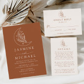 Elegante Maan en Sterren Terracotta QR Code Bruilo RSVP Kaartje