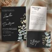 Chic Black & White Botancial Wedding RSVP Card Kaartje
