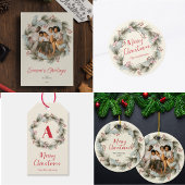 Custom Rustic Elegant Watercolor Christmas Wreath  Papieren Bordje