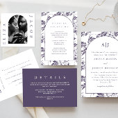 Mooie Paarse bloemboog bruiloft Kaart