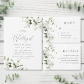 Elegante Witte Wilde Bloemen Bruiloft Kaart (Personaliseer de collectie van deze zelfstandige maker.)