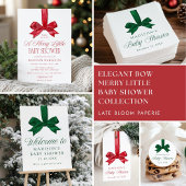 Elegant Green Bow Christmas Baby Shower Papieren Bordje