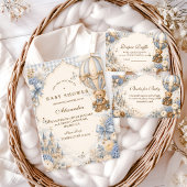 Elegante Bruine En Blauwe Beer Luier Raffle Informatiekaartje