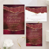 Elegant Burgundy Agate Wedding Save the Date Aankondigingskaart