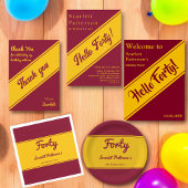 Elegante luxe Bourgondië en goud 40e verjaardag Papieren Bordje