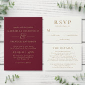 Elegant Burgundy Cream Wedding Invitation Kaart (Personaliseer de collectie van deze zelfstandige maker.)