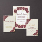 Elegant Burgundy Rose Gold Table Number Card  (Personaliseer de collectie van deze zelfstandige maker.)