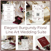 Elegante Bourgondische Bloemlijn Kunst Bruiloft Menu