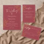 Elegant Burgundy & Gold Modern Wedding Save The Date (Personaliseer de collectie van deze zelfstandige maker.)