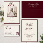 Elegante Burgundy Oude Geld Huwelijk Menu