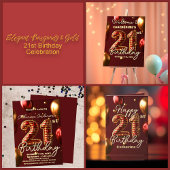 Elegante Bourgondië & Goud 21ste Verjaardag Wijn Etiket