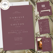 Elegant Burgundy Wine Minimalist Wedding Kaart