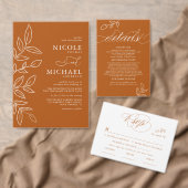 Oranje Arch Boho Minimal Leaf Photo Save The Date (Personaliseer de collectie van deze zelfstandige maker.)