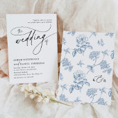 Elegante kalligrafie zwart-wit monogram bruiloft kaart