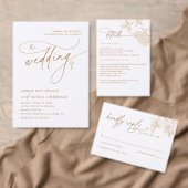 Simple Gold Floral QR code Wedding RSVP Cards Kaartje (Personaliseer de collectie van deze zelfstandige maker.)