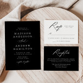 Elegant Calligraphy Black and White Wedding Wijn Etiket