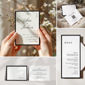 Zwart-wit kalligrafie Moderne bruiloft Details Informatiekaartje