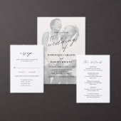 Chic Calligraphy Simple Photo Elegant Wedding Kaart (Personaliseer de collectie van deze zelfstandige maker.)