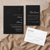 Celestial Elegant Script Minimalist Black Wedding Kaart (Personaliseer de collectie van deze zelfstandige maker.)