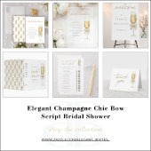 QR Code Elegant Champagne Chic Bow Bridal Luncheon Kaart