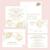 Elegant Goud Bloemen Pioen Bruiloft Tafel Nummer Kaart