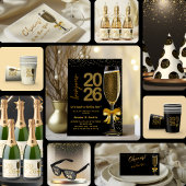 Elegant Champagne New Year's Eve Sparkling Wijnetiket