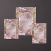 Elegante kroonluchter roze wolken bruiloft informatiekaartje (Personaliseer de collectie van deze zelfstandige maker.)