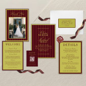 Elegant Stripe Chartreuse Burgundy Wedding Dinner Menu