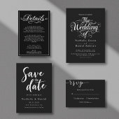 Elegant Script Zwart-wit QR Code Bruiloft Save The Date