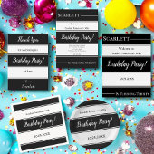 Elegante zwart-witte strepen Moderne verjaardag Bedankkaart