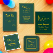 Minimaal chique groen en goud delicaat 1e verjaard bedankkaart