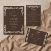 Brown and Cream Vintage Baroque Wedding Welcome Poster (Personaliseer de collectie van deze zelfstandige maker.)