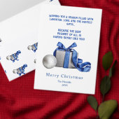 Elegante kerstgeschenkdoos met blauw lint feestdagenkaart (Personaliseer de collectie van deze zelfstandige maker.)