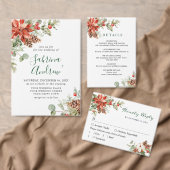 Elegant Red Poinsettia Winter Weddenrenmenu (Personaliseer de collectie van deze zelfstandige maker.)