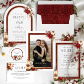 Elegant Christmas Red Damask Border Menu
