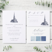 Elegante kerk illustratie formele bruiloft save the date (Personaliseer de collectie van deze zelfstandige maker.)