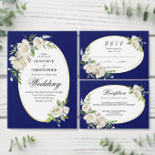 Elegant Boho Blue Floral Wedding Ceremony Programm Programmakaart (Personaliseer de collectie van deze zelfstandige maker.)