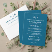 Elegante Klassieke Blauwe Monogram Bedankkaart (Personaliseer deze collectie van deze onafhankelijke maker. Test)