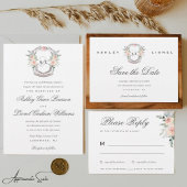 Elegante Klassieke Formele Monogram Bloemkam Kaart