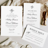 Elegante klassieke formele script monogram bruilof save the date