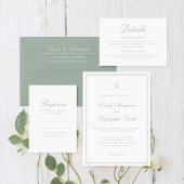 Elegante saliegroene trouw retouradres sticker